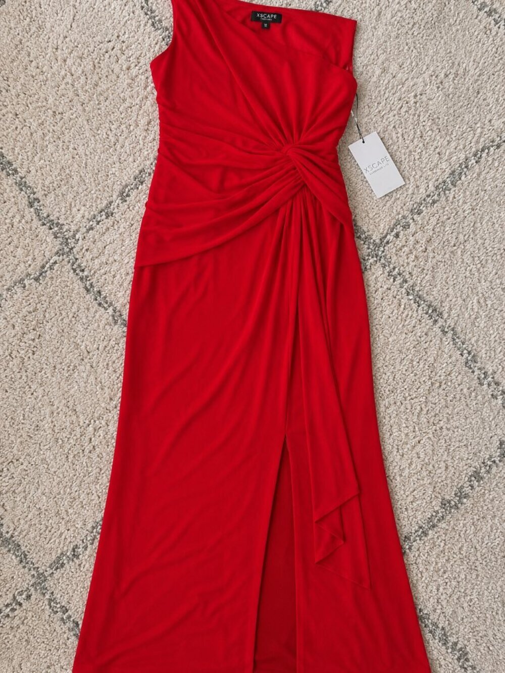 Xscape Plus Size Red One Shoulder Draped Gown NWT Glam Party Holiday Dress - Picture 4 of 6